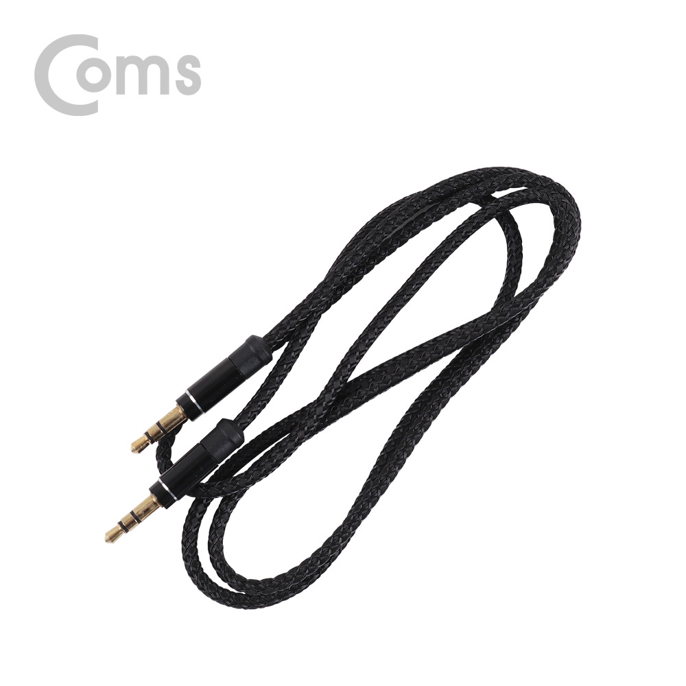 Coms 스테레오 케이블 AUX (3.5) 1M, Black - FIBER(섬유)/Stereo