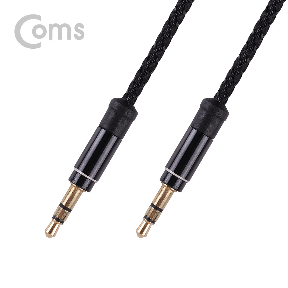 Coms 스테레오 케이블 AUX (3.5) 1M, Black - FIBER(섬유)/Stereo