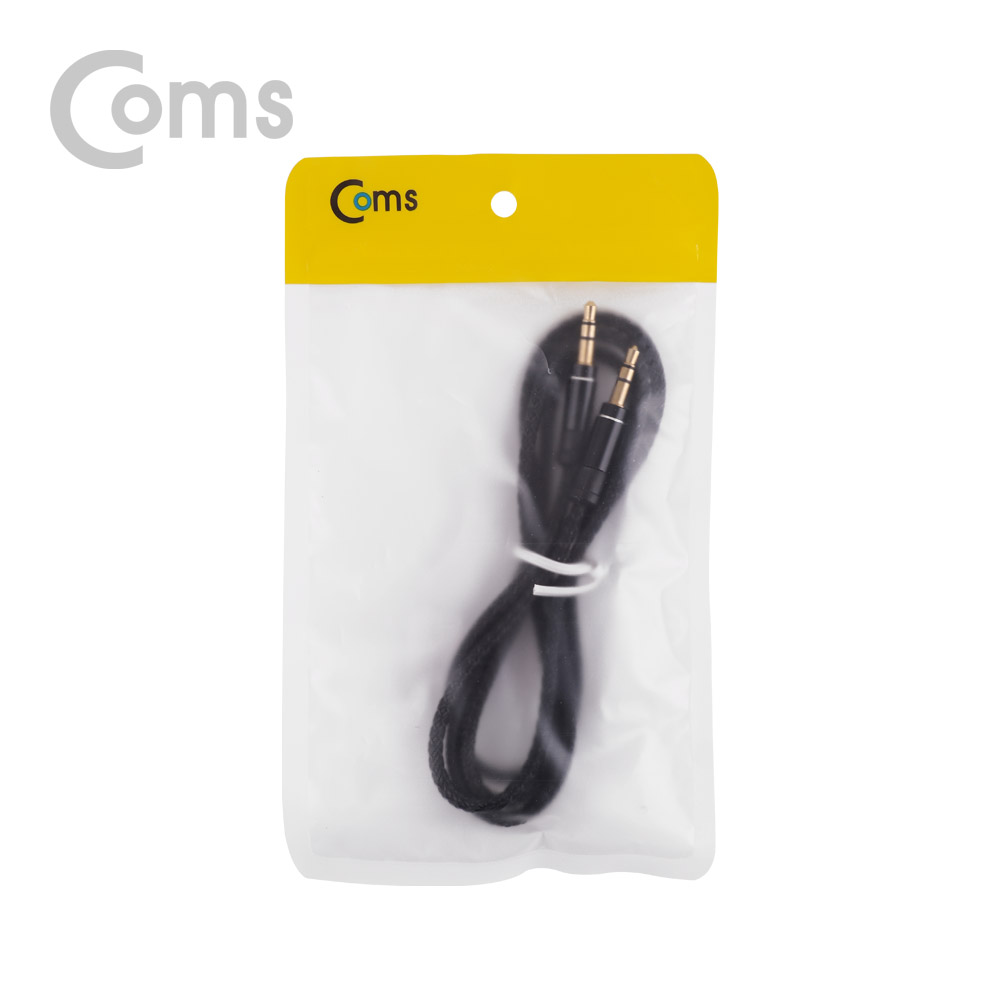 Coms 스테레오 케이블 AUX (3.5) 1M, Black - FIBER(섬유)/Stereo