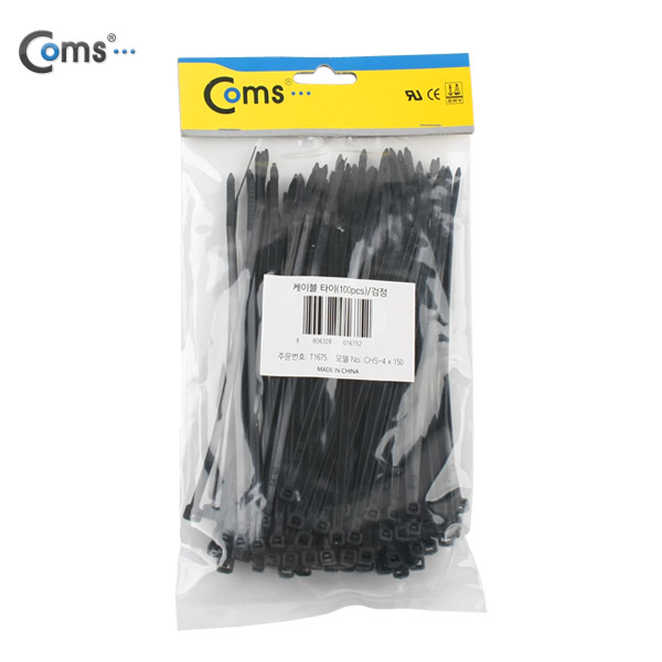 Coms 케이블 타이(1봉/100pcs), CHS-4, 검정, 150mm x 4mm