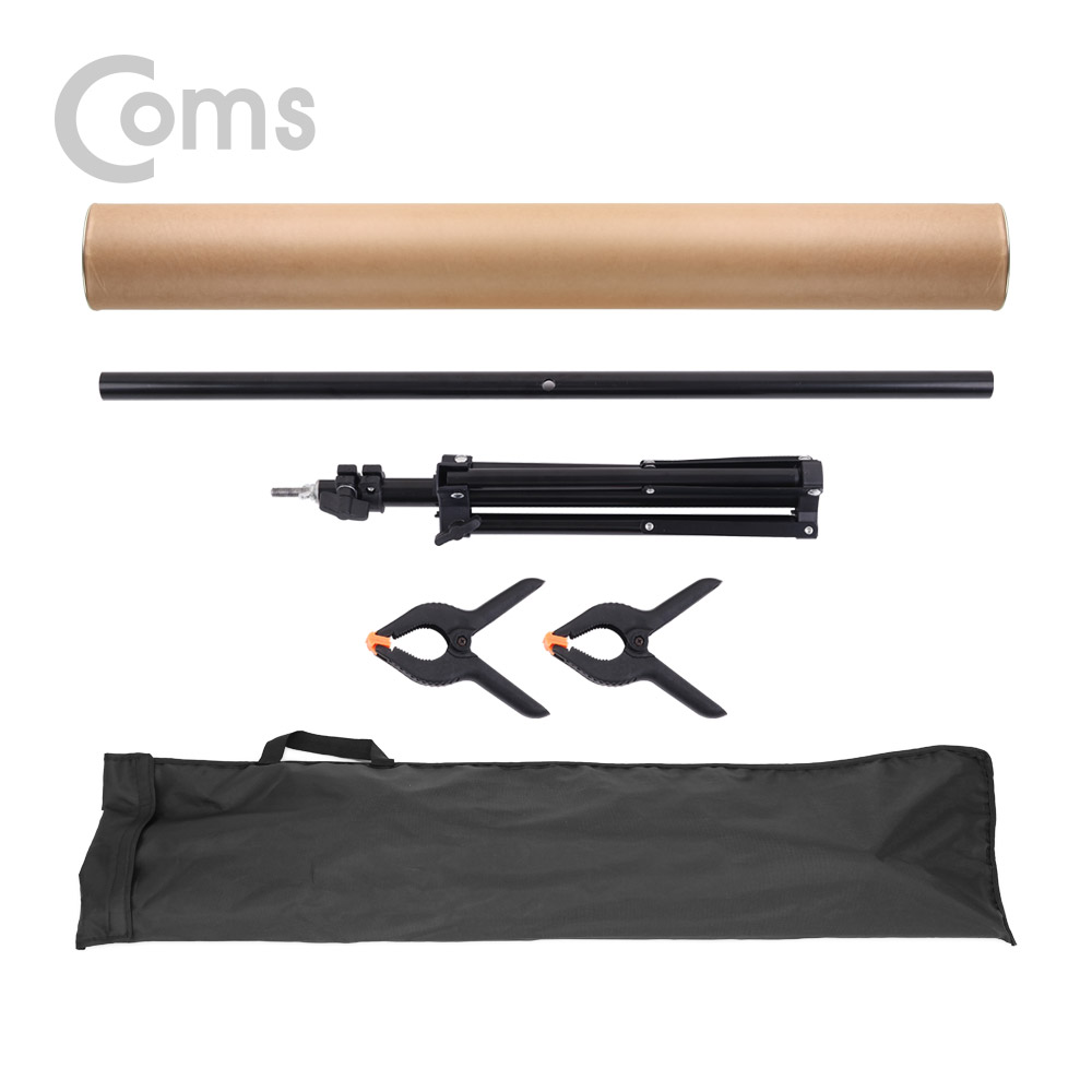 Coms 스튜디오 촬영 배경지(White 60X115cm) + T형 2단 거치대 / 이동식 / 소형