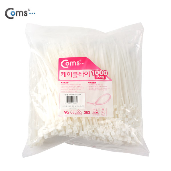 Coms 케이블 타이(1봉/1000pcs), CHS-5 흰색, 200mm x 5mm