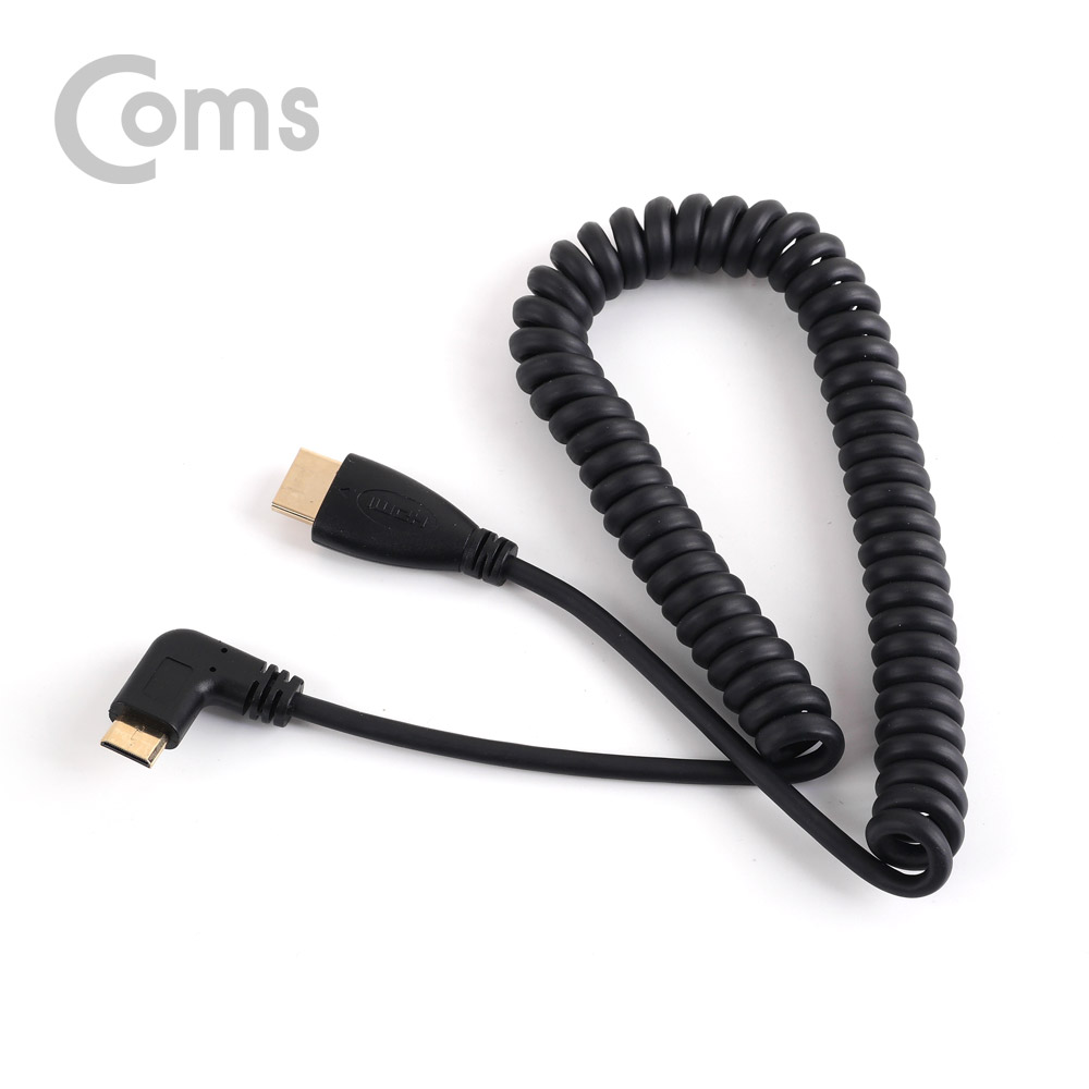 Coms HDMI/HDMI(Mini) 스프링 케이블 30cm ~ 1M / Mini HDMI 우향꺾임(꺽임)