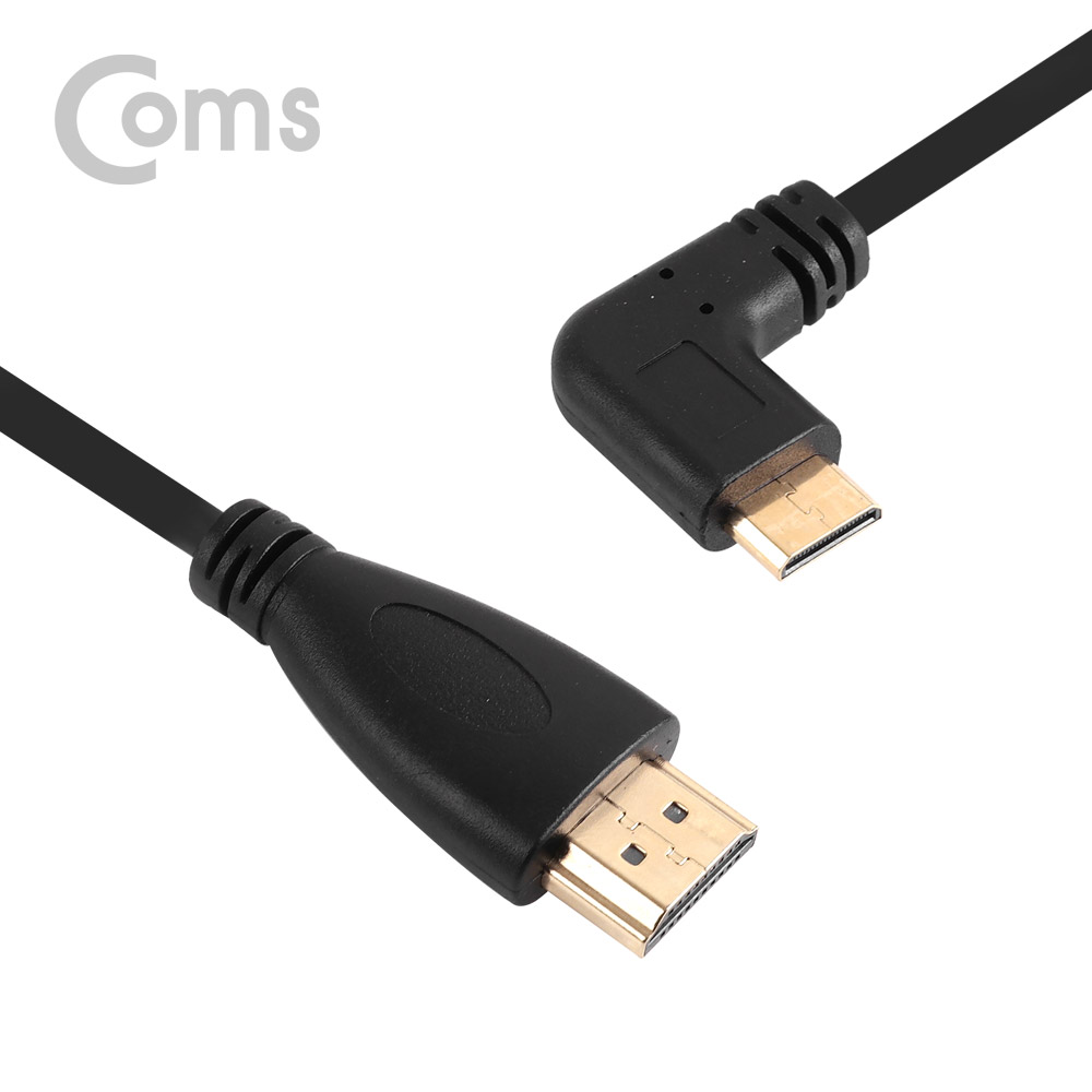 Coms HDMI/HDMI(Mini) 스프링 케이블 30cm ~ 1M / Mini HDMI 우향꺾임(꺽임)