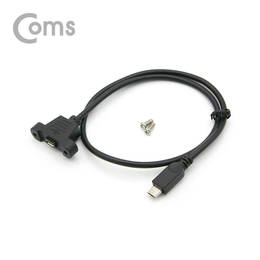 Coms USB 연장 포트 케이블 - Micro 5Pin (M)/(F)브라켓연결용 판넬형, 50cm, Black