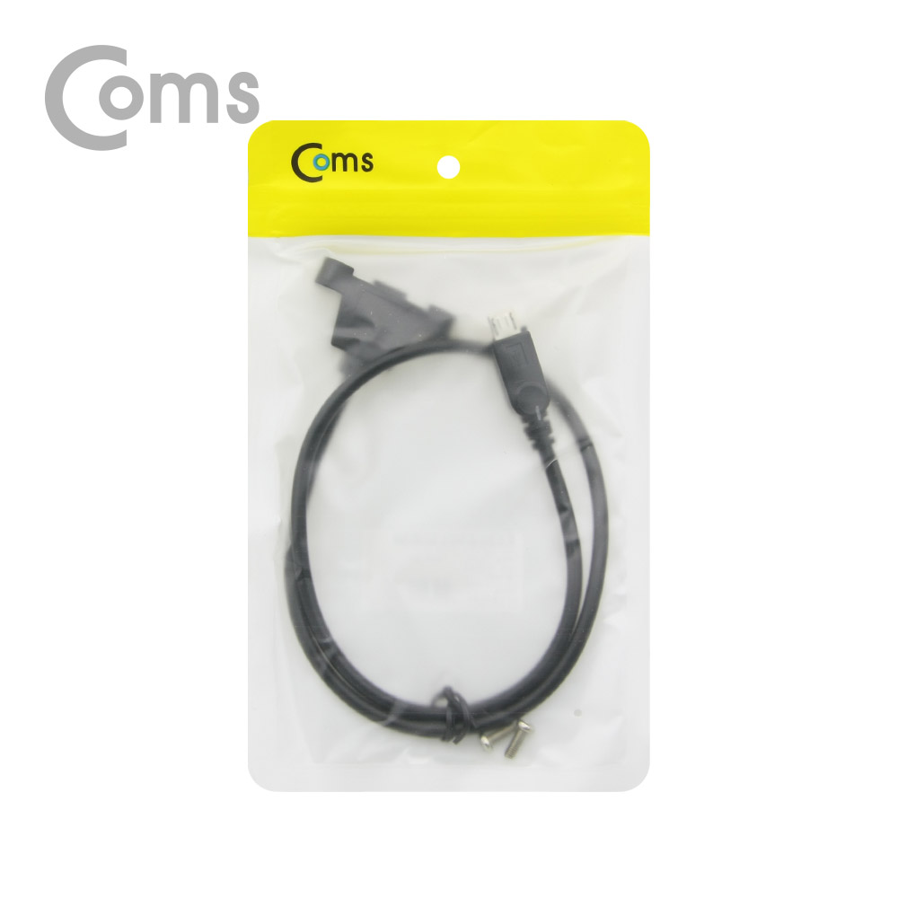 Coms USB 연장 포트 케이블 - Micro 5Pin (M)/(F)브라켓연결용 판넬형, 50cm, Black