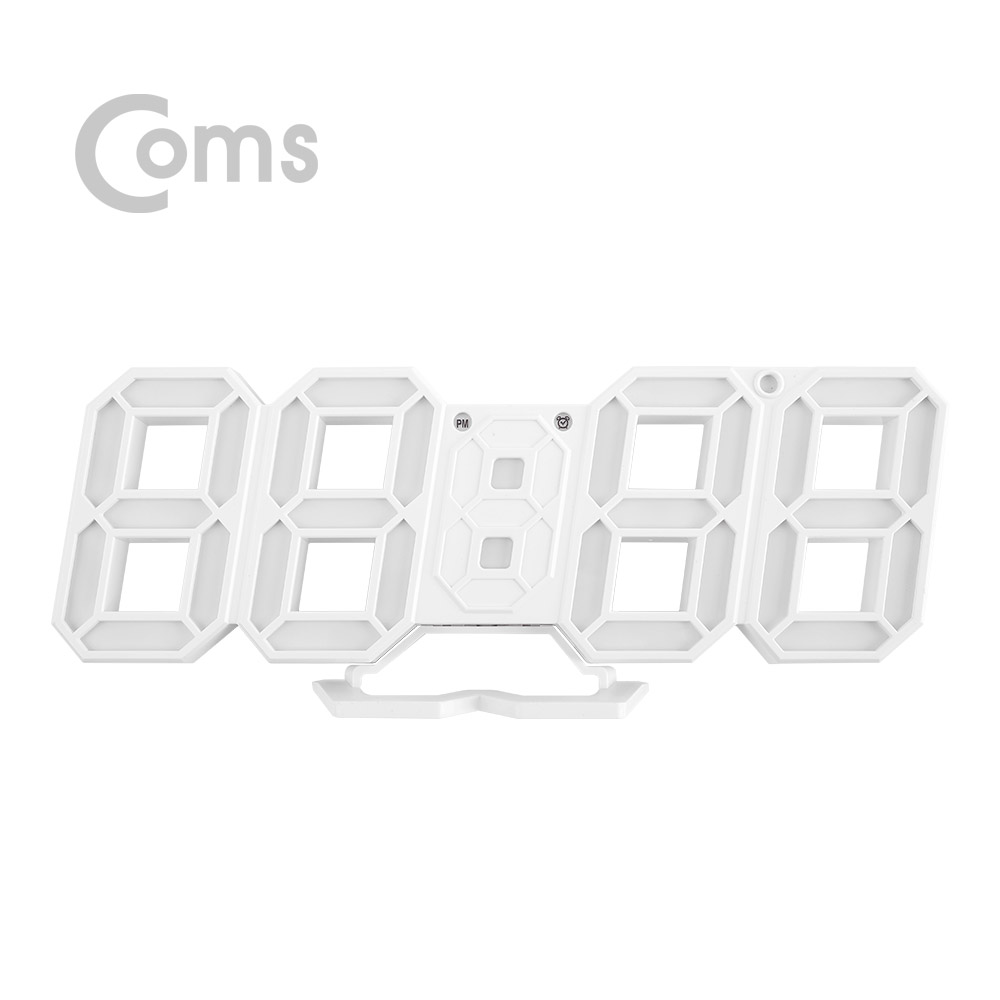 Coms 시계(LED) / 탁상용 / 벽걸이 / 알람 / 온도 / 날짜 / 인테리어 / 벽 & 탁자형 _White
