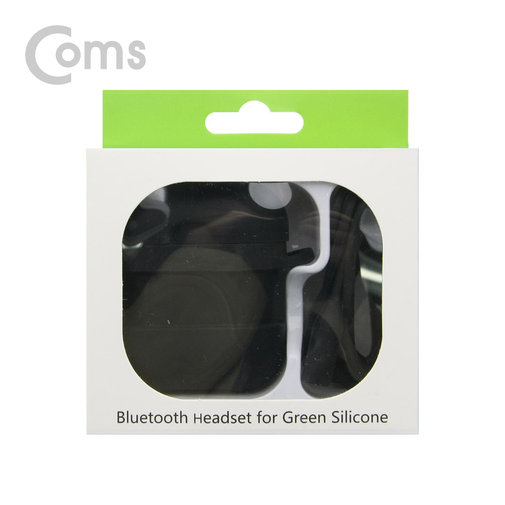 Coms 에어팟 실리콘 케이스+스트랩+카라비너 포함  / Airpod / Black