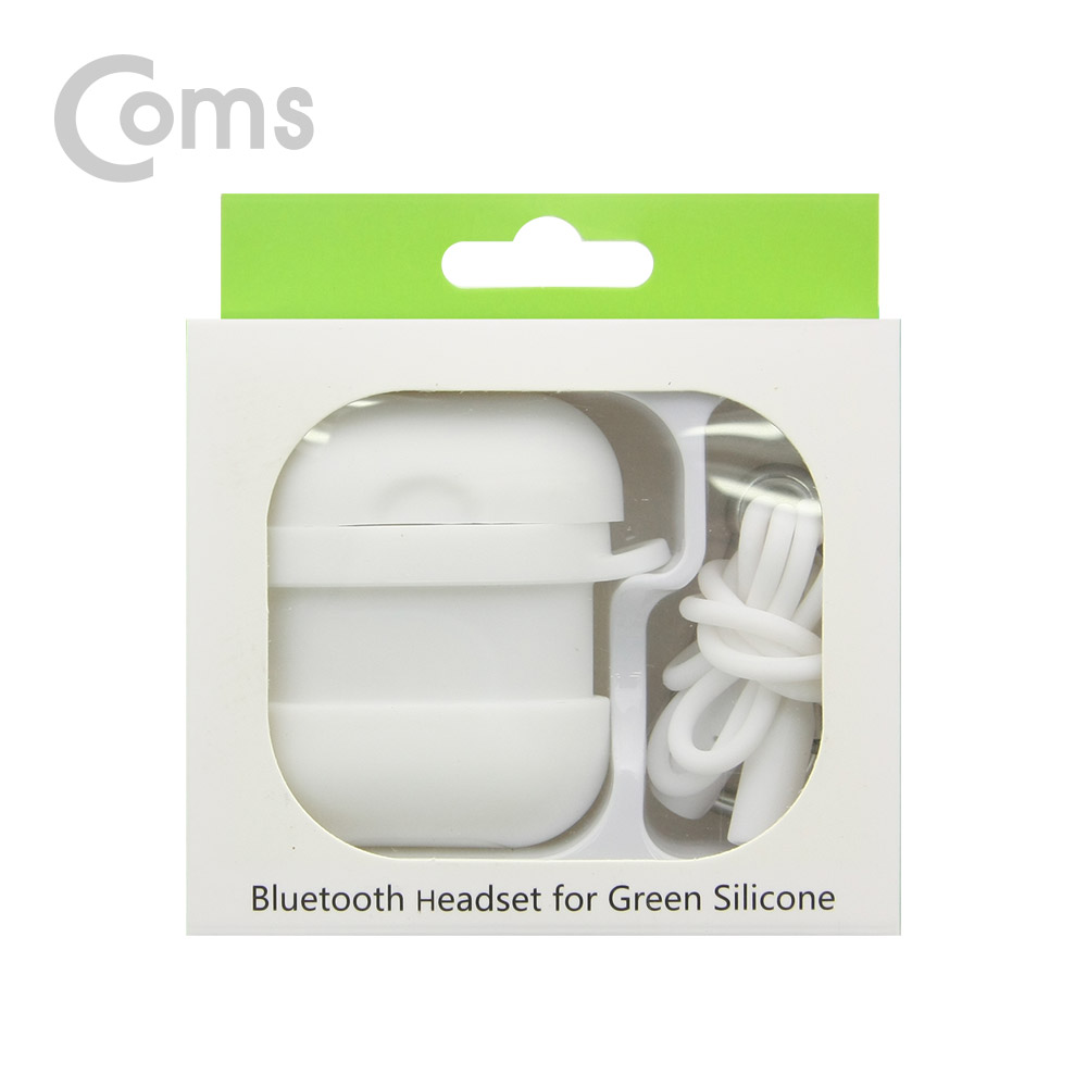 Coms 에어팟 실리콘 케이스+스트랩+카라비너 포함  / Airpod / White
