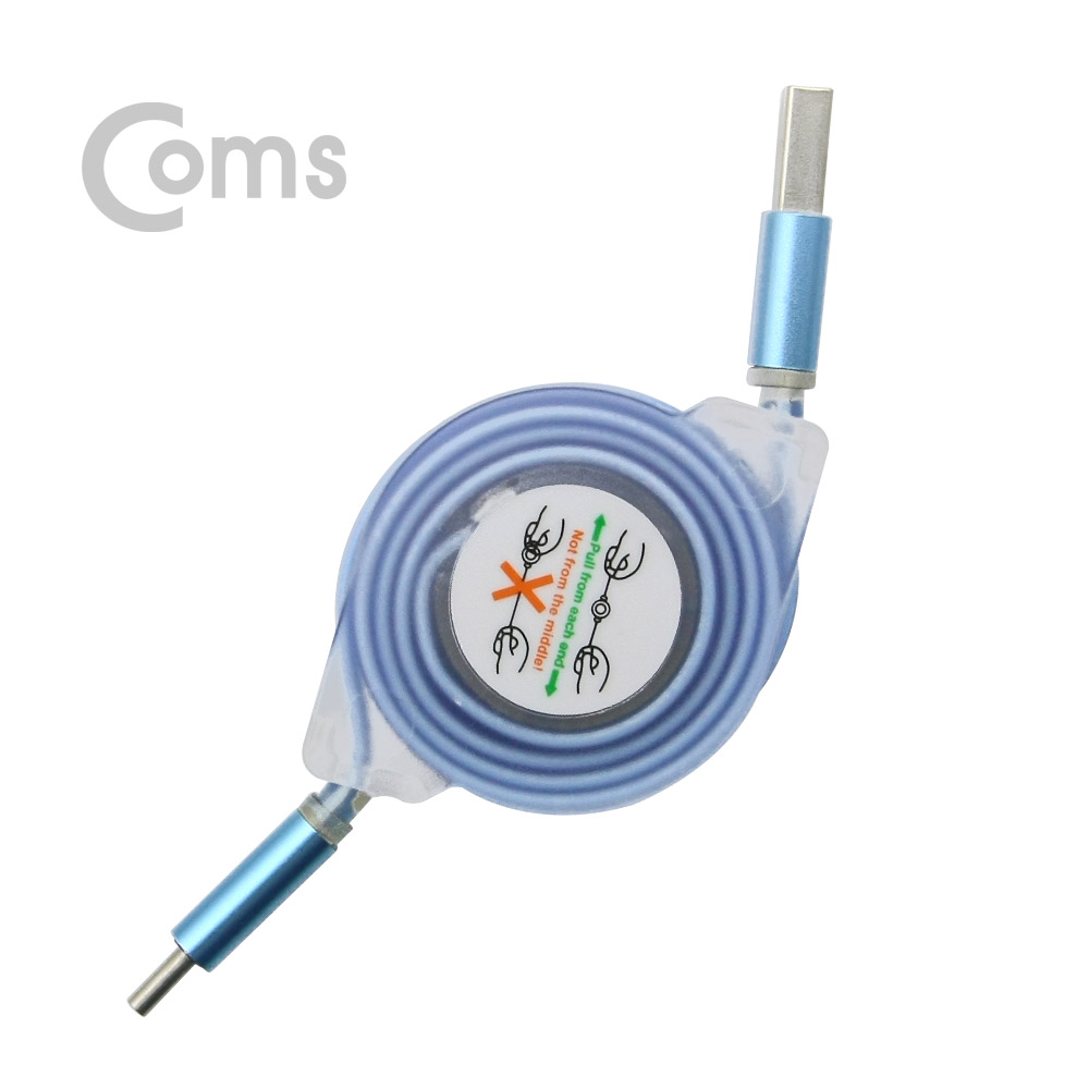 Coms USB 3.1 (Type C) 케이블- 자동감김, Blue