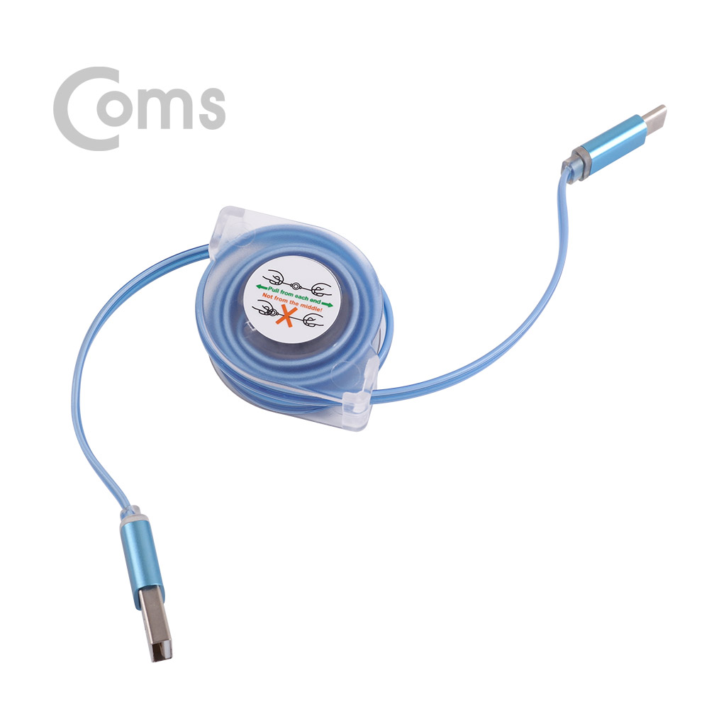 Coms USB 3.1 (Type C) 케이블- 자동감김, Blue