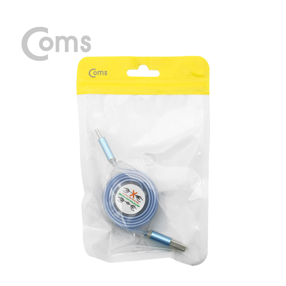 Coms USB 3.1 (Type C) 케이블- 자동감김, Blue