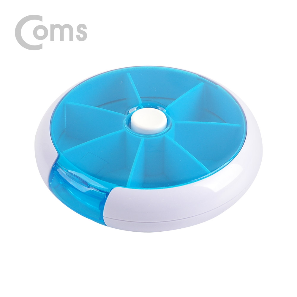 Coms 회전 알약 케이스(원형/7칸) / 요일별 / 블루