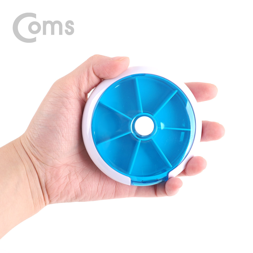 Coms 회전 알약 케이스(원형/7칸) / 요일별 / 블루