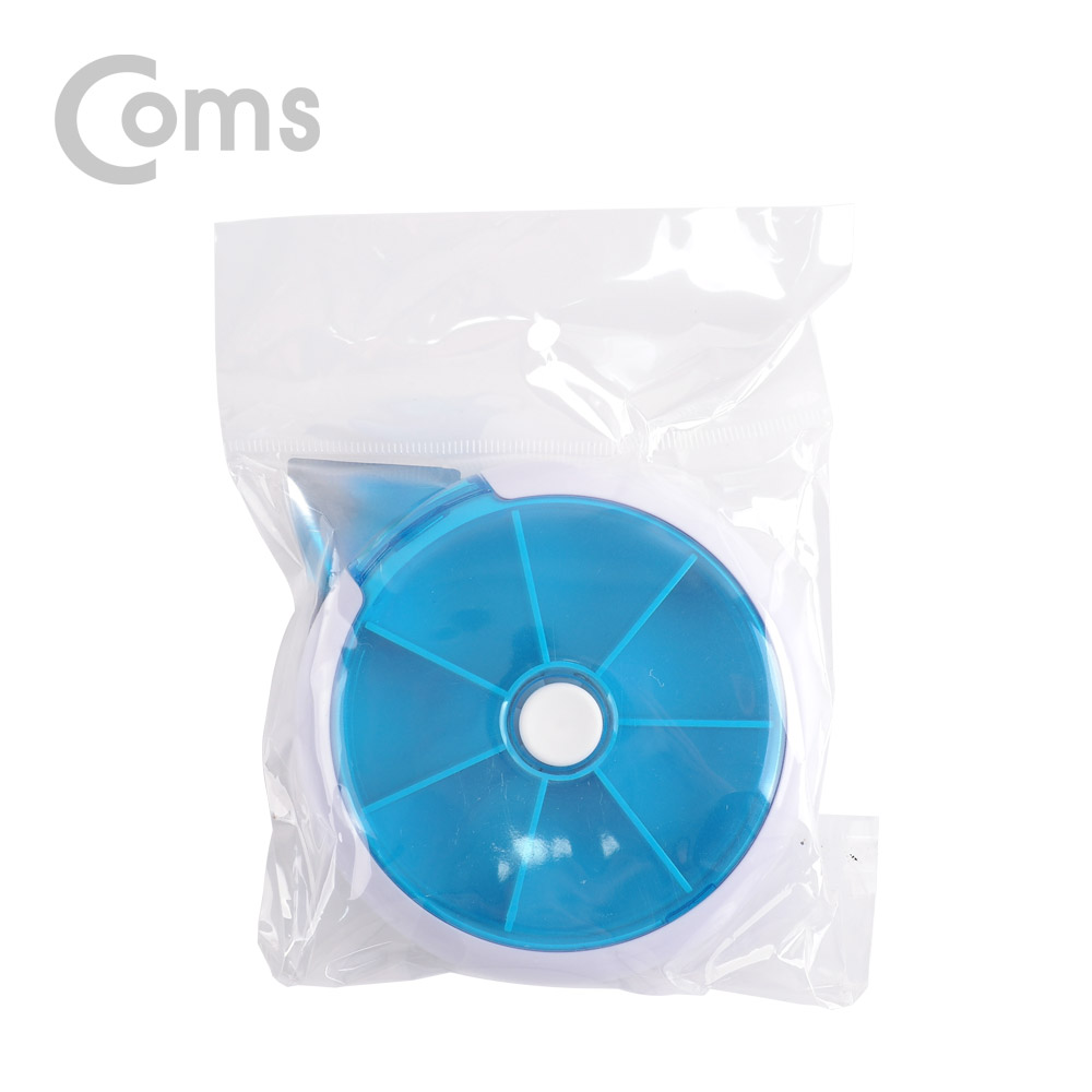 Coms 회전 알약 케이스(원형/7칸) / 요일별 / 블루