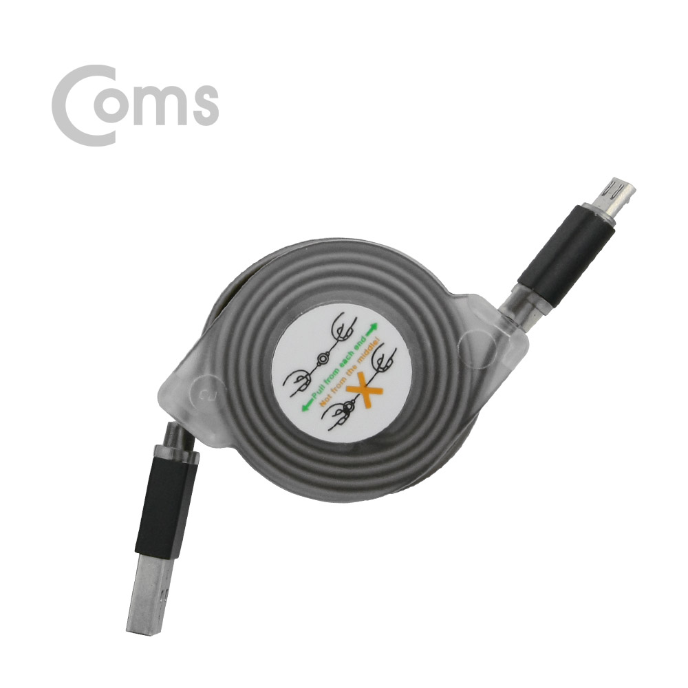 Coms 안드로이드 케이블 Micro 5Pin(자동감김), Black