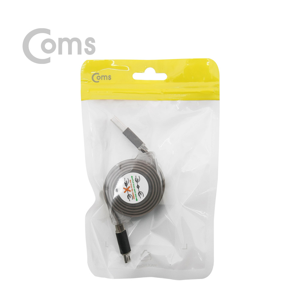 Coms 안드로이드 케이블 Micro 5Pin(자동감김), Black