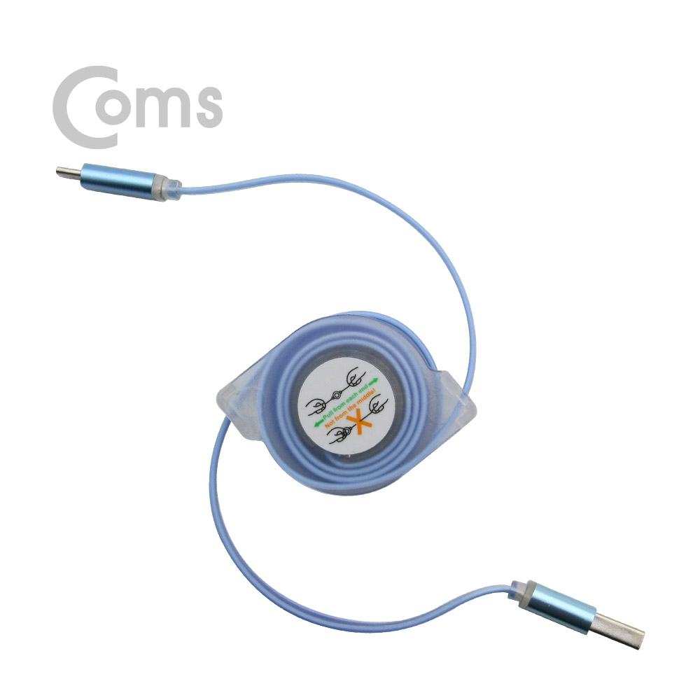 Coms 안드로이드 케이블 Micro 5Pin(자동감김), Blue