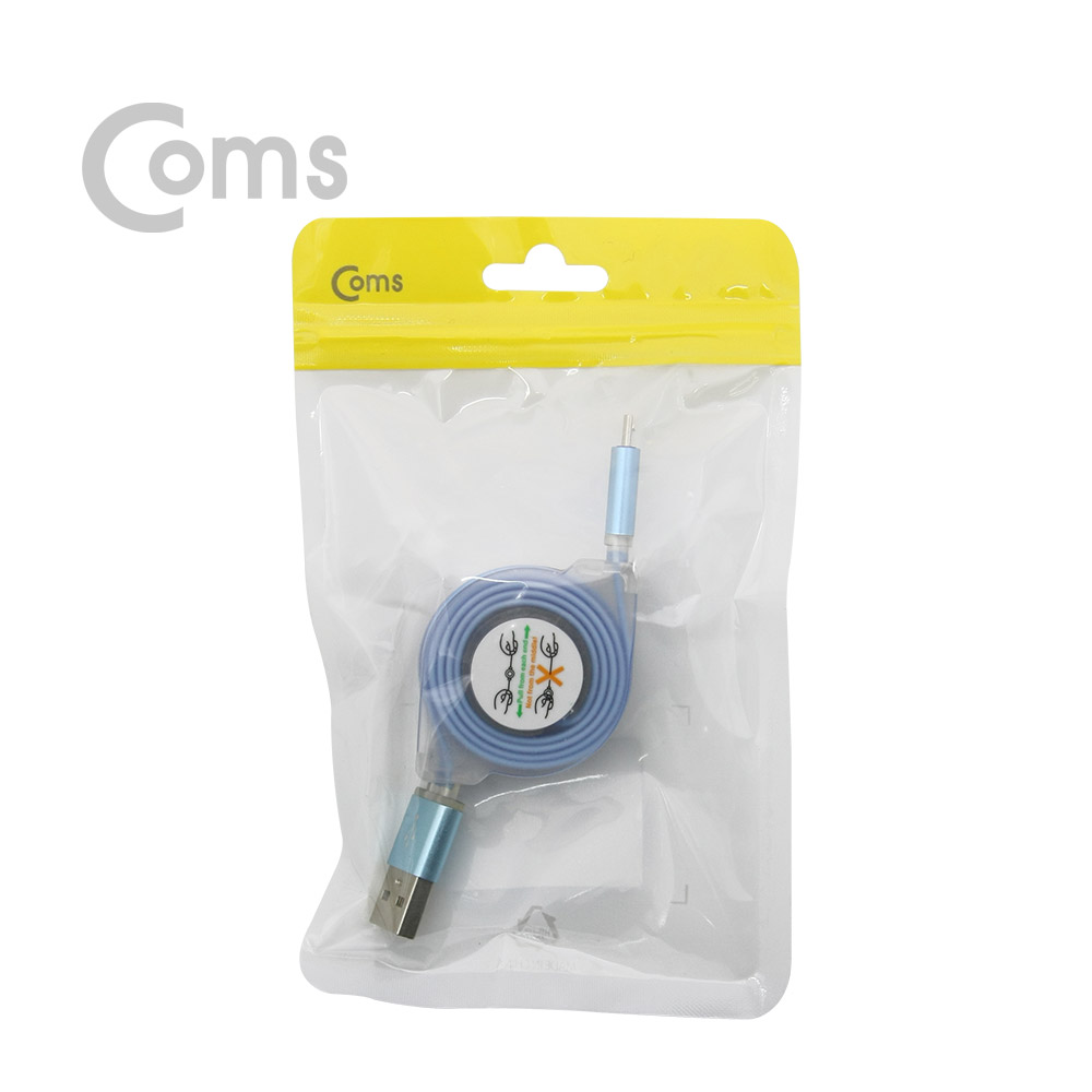 Coms 안드로이드 케이블 Micro 5Pin(자동감김), Blue