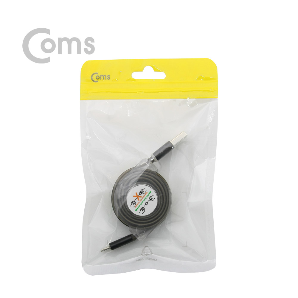 Coms IOS 8Pin (8핀)스마트폰 케이블(자동감김), Black