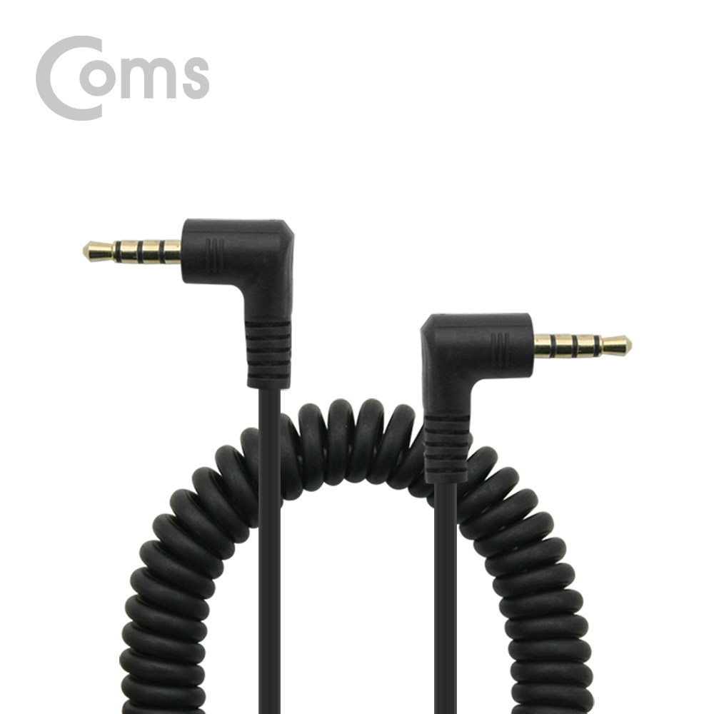 Coms 스테레오 케이블 (3.5/4극/스프링), 양쪽 꺾임(꺽임) - 스프링 길이 약15cm~50cm / Stereo