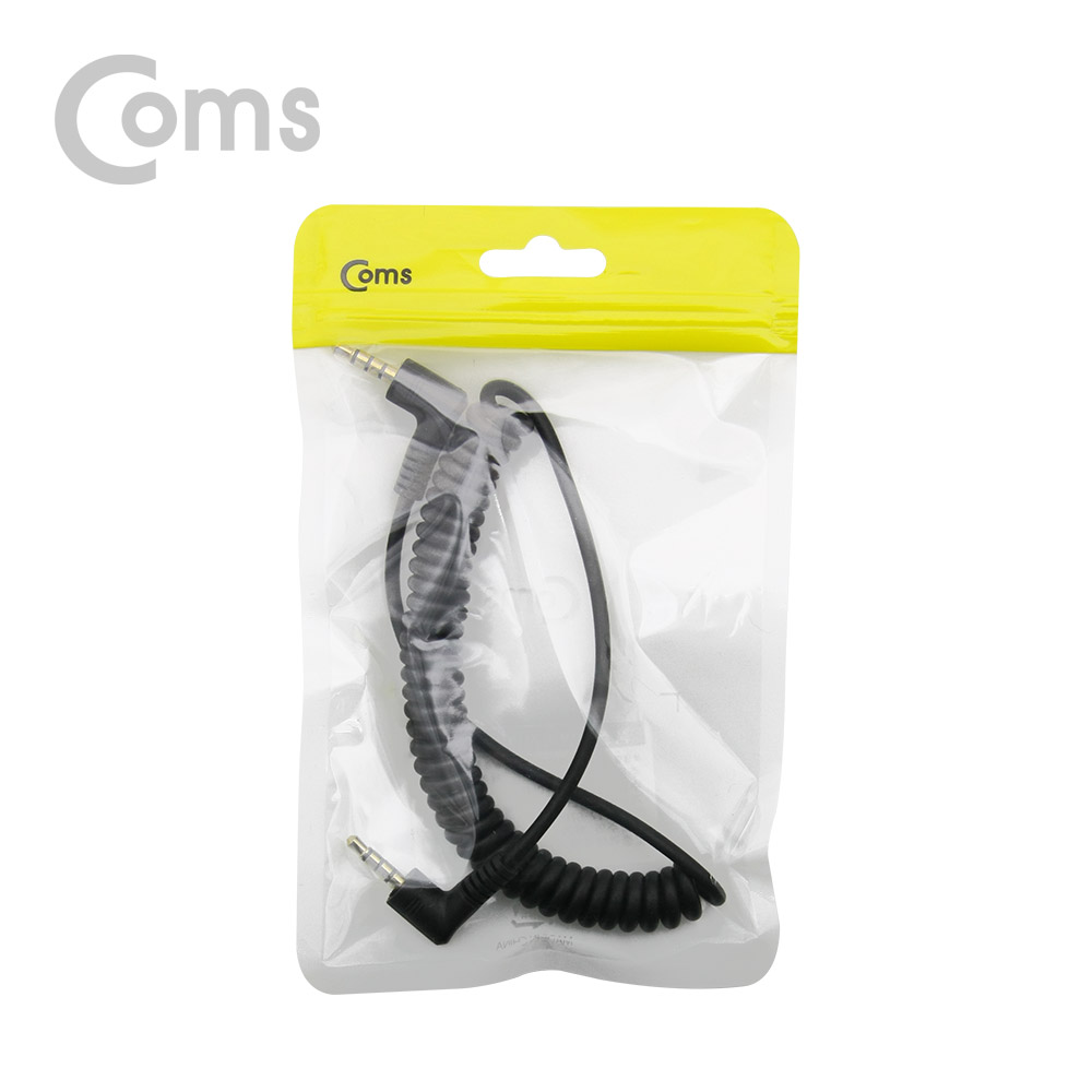 Coms 스테레오 케이블 (3.5/4극/스프링), 양쪽 꺾임(꺽임) - 스프링 길이 약15cm~50cm / Stereo