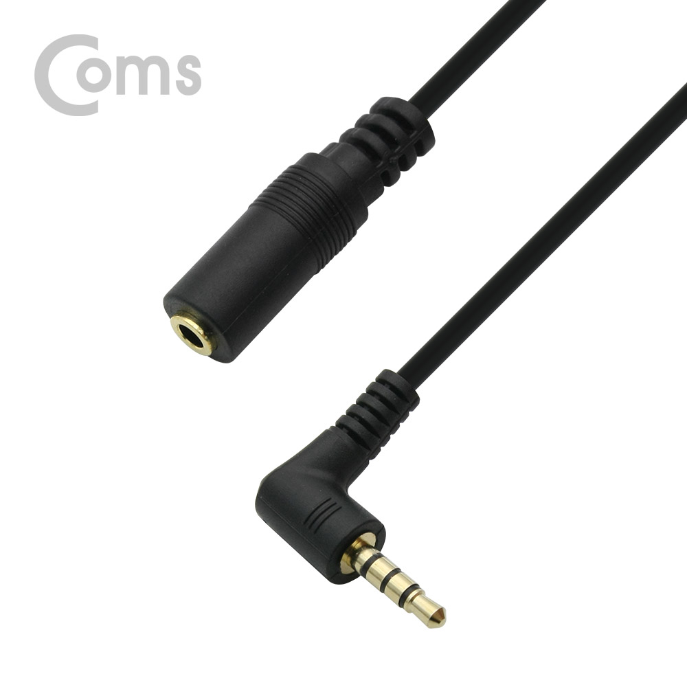 Coms 스테레오 케이블 (3.5 연장/4극/스프링), 꺾임(꺽임) - 스프링 길이 약 12cm ~ 50cm / Stereo