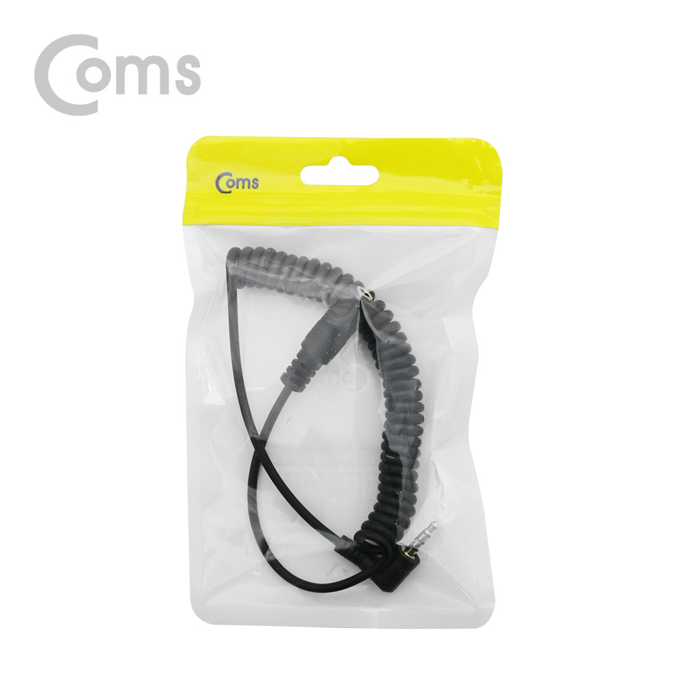 Coms 스테레오 케이블 (3.5 연장/4극/스프링), 꺾임(꺽임) - 스프링 길이 약 12cm ~ 50cm / Stereo