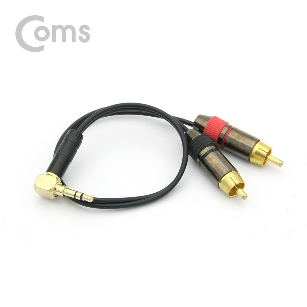 Coms 스테레오 젠더 Y형(ST 3.5 M/RCA Mx2) 30cm, Metal, 꺾임(꺽임)/Stereo