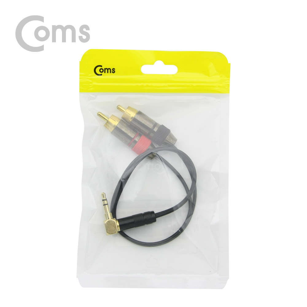 Coms 스테레오 젠더 Y형(ST 3.5 M/RCA Mx2) 30cm, Metal, 꺾임(꺽임)/Stereo