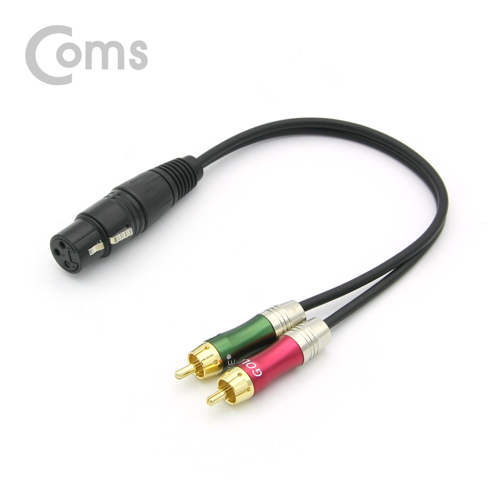 Coms 캐논 변환 케이블(Y형) 30cm/Gold Metal, 캐논 XLR(F)/RCA(M)x2