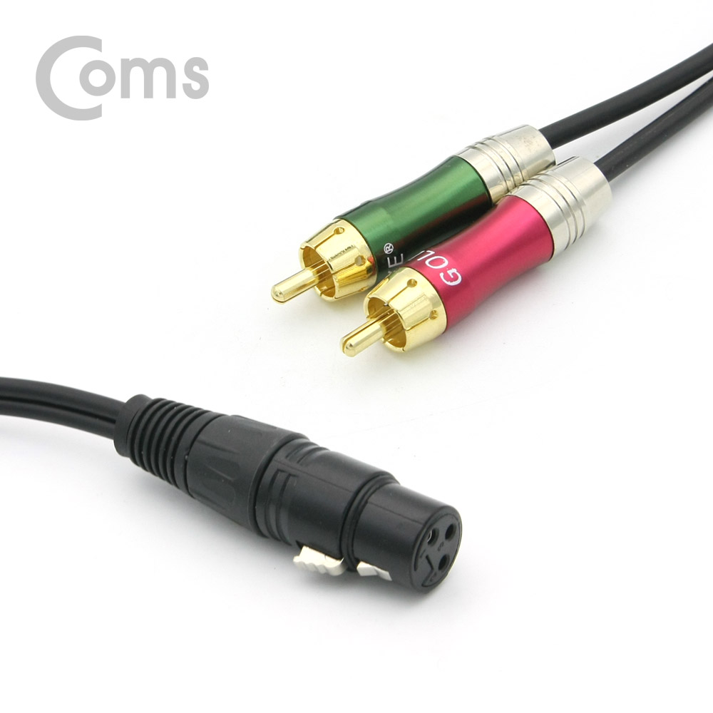 Coms 캐논 변환 케이블(Y형) 30cm/Gold Metal, 캐논 XLR(F)/RCA(M)x2