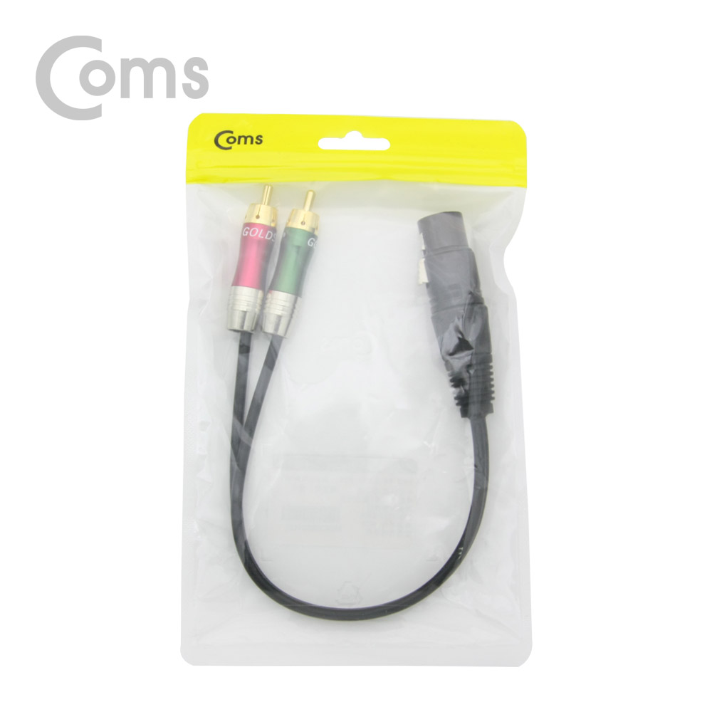 Coms 캐논 변환 케이블(Y형) 30cm/Gold Metal, 캐논 XLR(F)/RCA(M)x2