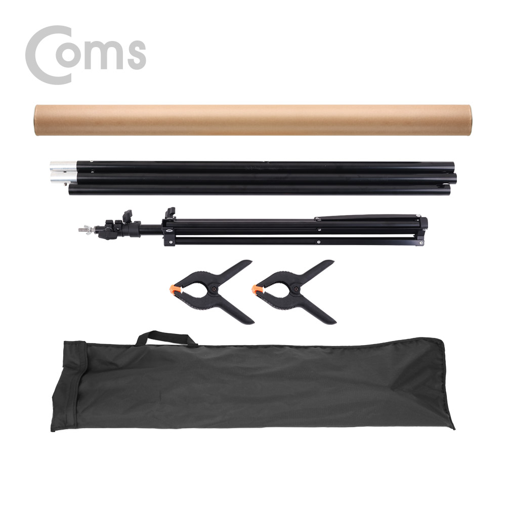 Coms 스튜디오 촬영 배경지(White 100X193cm) + T형 3단 거치대 / 이동식 / 대형