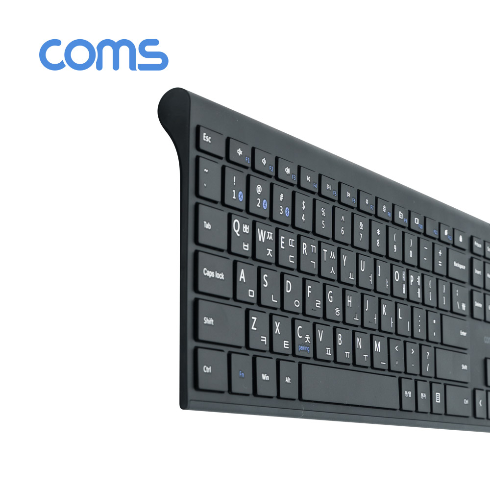 Coms [컴스품질보증] 슬림형 블루투스 키보드 V3.0 / Black / 멀티페어링 / 리튬배터리 280mAh