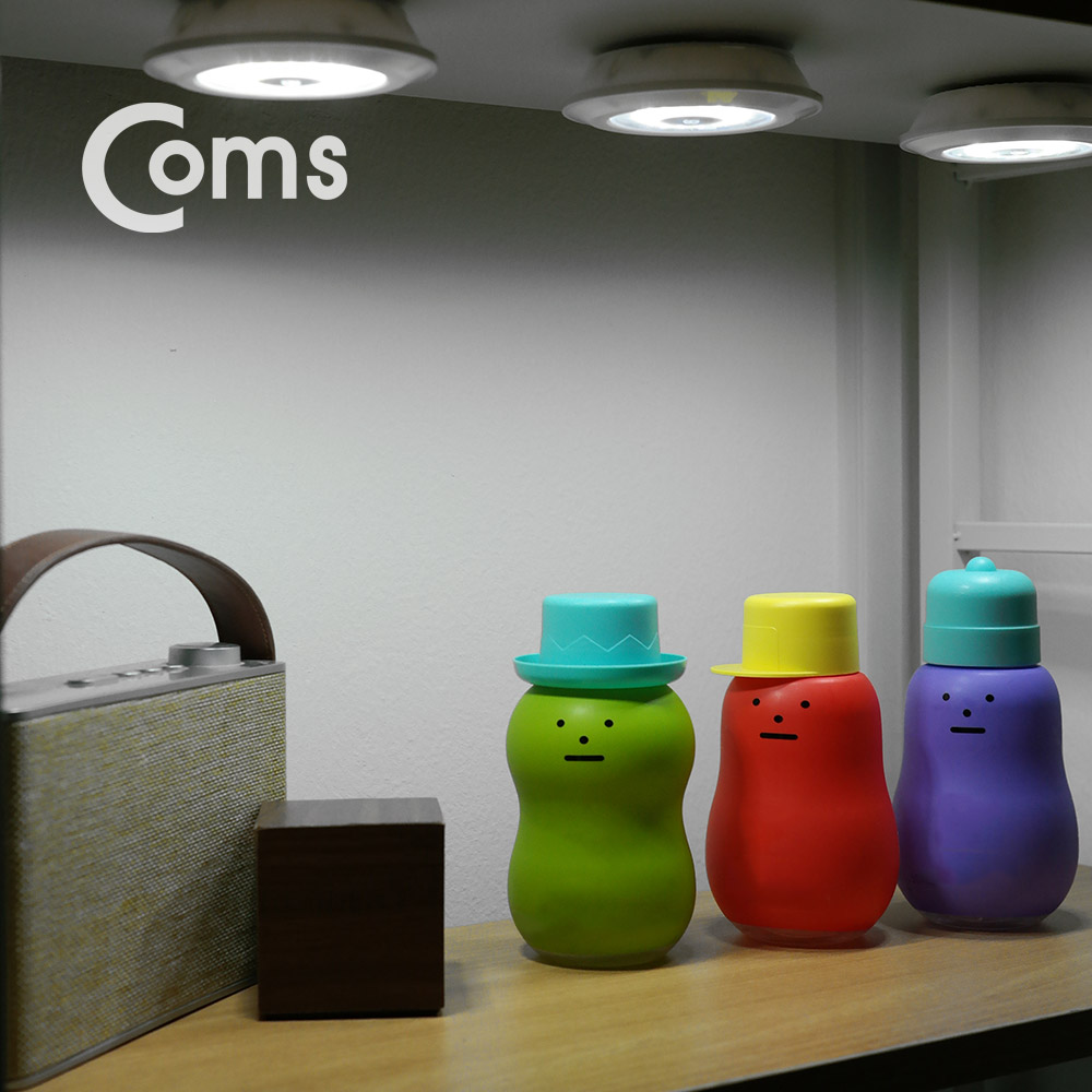 Coms LED 라이트 3W (램프 3개 + 리모콘 세트상품) / 무선 리모컨 / White LED