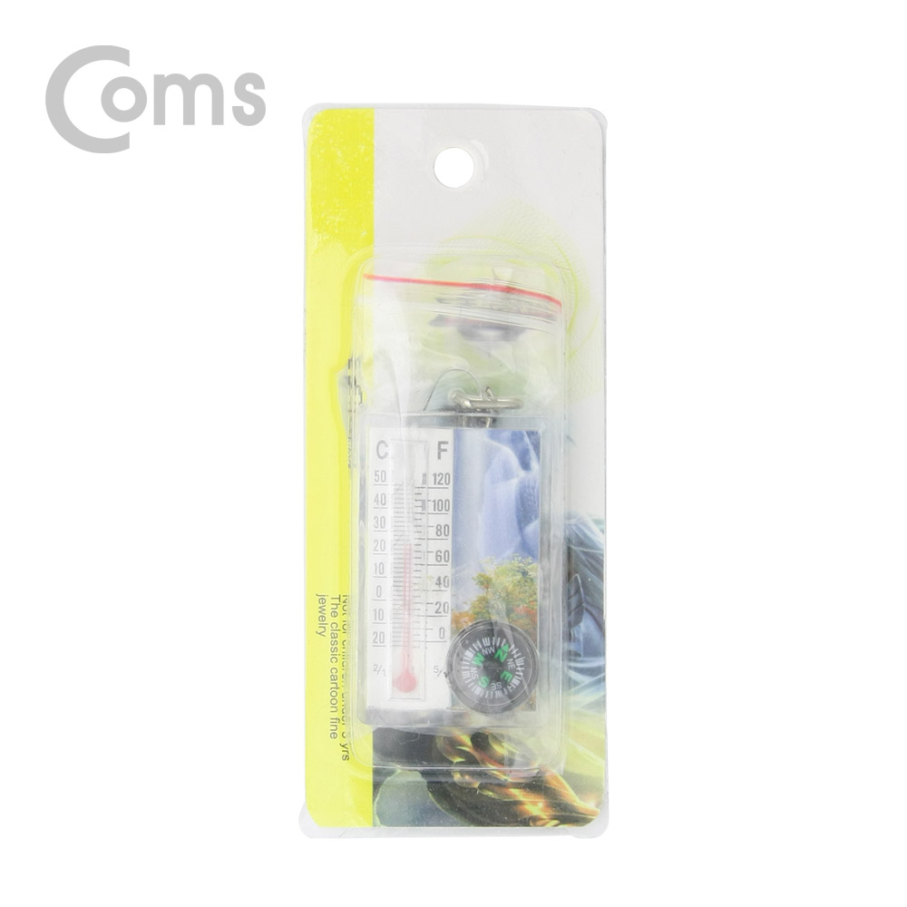 Coms 휴대용 온도계/나침반, 열쇠고리형, 키홀더