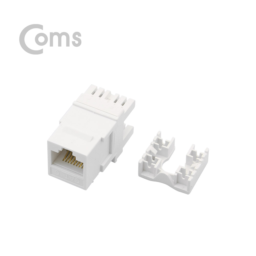 Coms 키스톤잭, CAT6-흰색 w/PCB, 180도