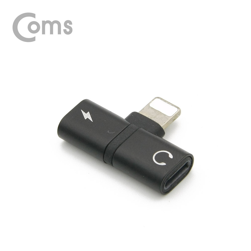 Coms iOS IOS 8핀 (8Pin) AUX 젠더 (T형) / 8Pin / Black, 이어폰 + 충전