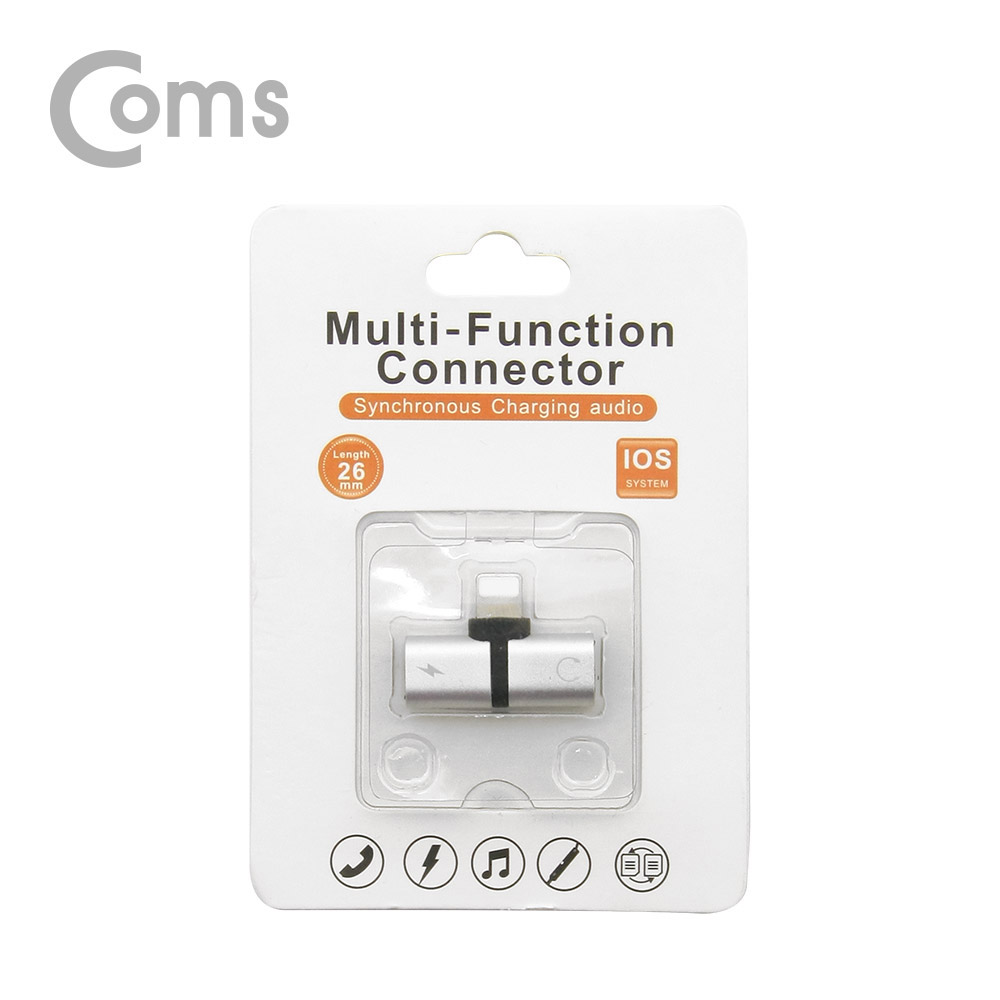 Coms iOS IOS 8핀 (8Pin) AUX 젠더 (T형) / 8Pin / Silver, 이어폰 + 충전