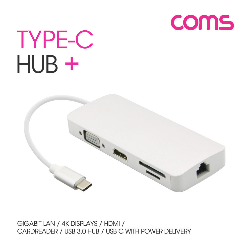 Coms USB 3.1 Type-C 멀티 컨버터(허브) / HDMI + HUB + 카드리더 + 3.0 2Port