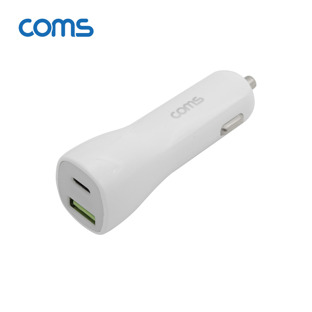 Coms 차량용 시가잭(시거잭) 고속충전기 White (USB 3.1 Type C / 12V~24V / 45W / 퀄컴 QC 3.0)