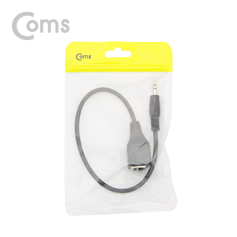 Coms RJ45 포트 변환젠더(랜케이블->스테레오 3.5), ST 3.5 M/RJ45 F, 30cm, 블랙