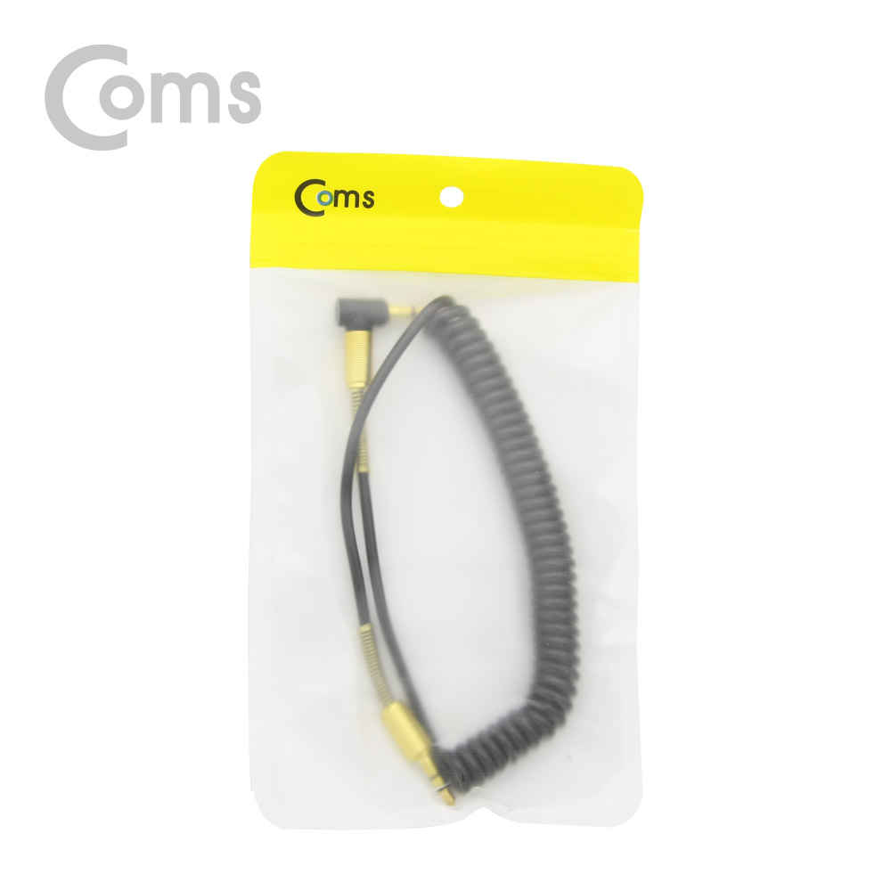 Coms 스테레오 케이블(ST 3.5mm/스프링) 한쪽 꺾임(꺽임) / 40cm ~ 1M, Black-Gold/Stereo