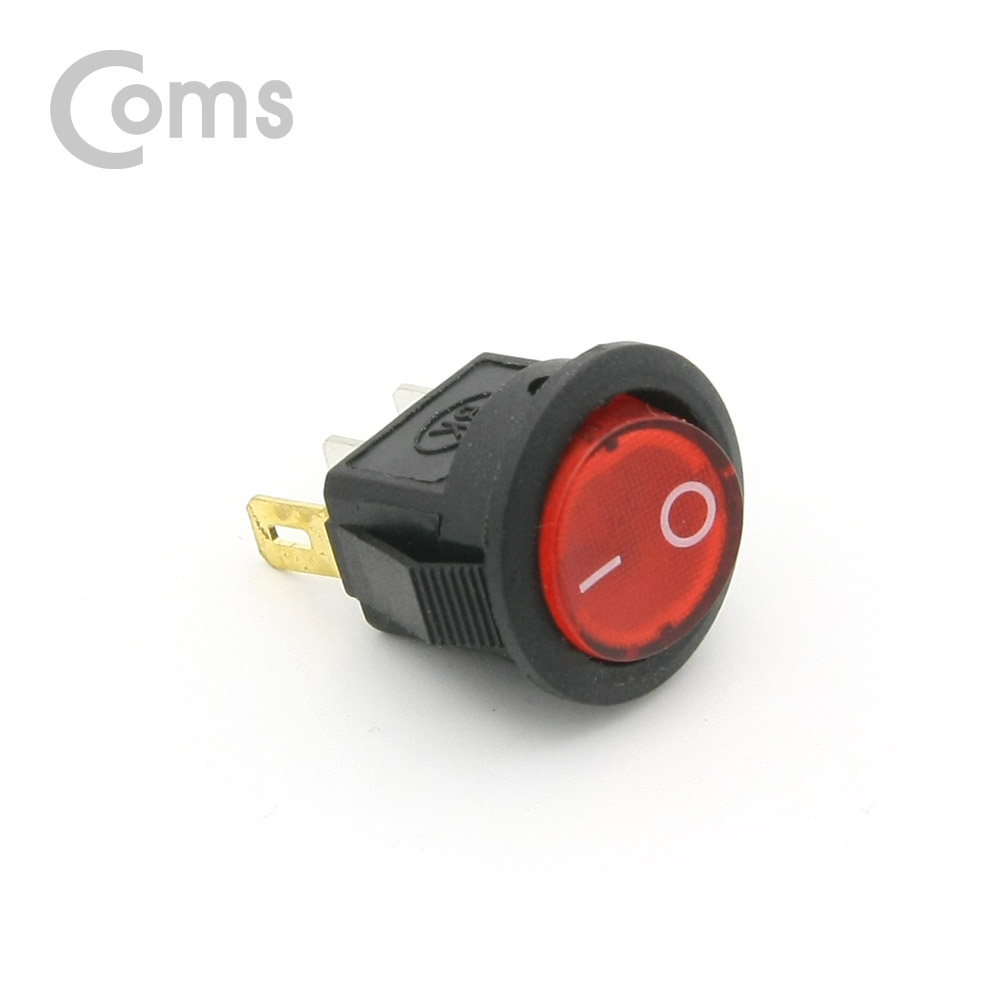Coms 제작용 전원 스위치(On/Off, 온오프) 3선, 레드 / 원형 / LED