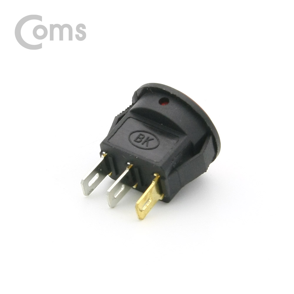 Coms 제작용 전원 스위치(On/Off, 온오프) 3선, 레드 / 원형 / LED