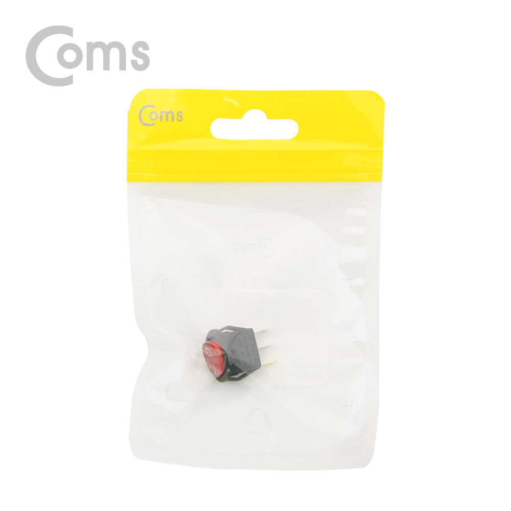 Coms 제작용 전원 스위치(On/Off, 온오프) 3선, 레드 / 원형 / LED