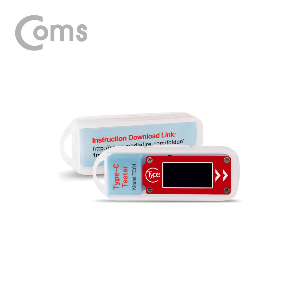 Coms USB 3.1 Type-C 테스터기(멀티미터/측정기) Color LCD, 전류, 전압, 온도, PD충전