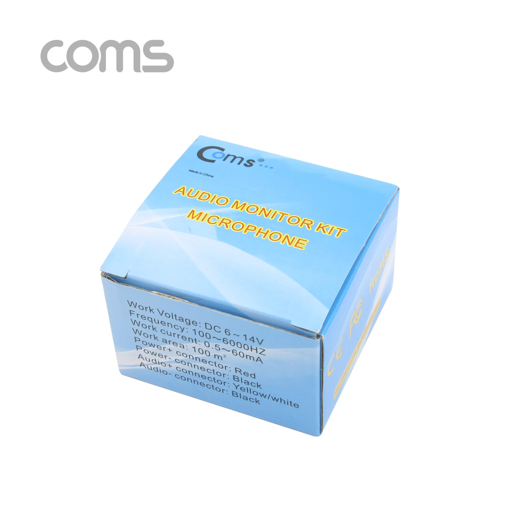 Coms CCTV용 오디오 모니터 마이크, RCA 전용, 원형