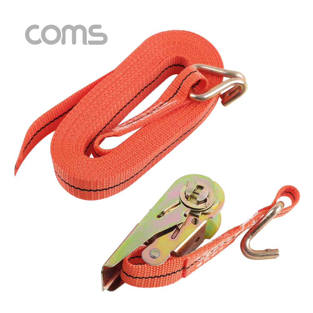 Coms 세경 자동바 / 화물고정 로프 / 깔깔이바 / 5M x 25mm, 주황